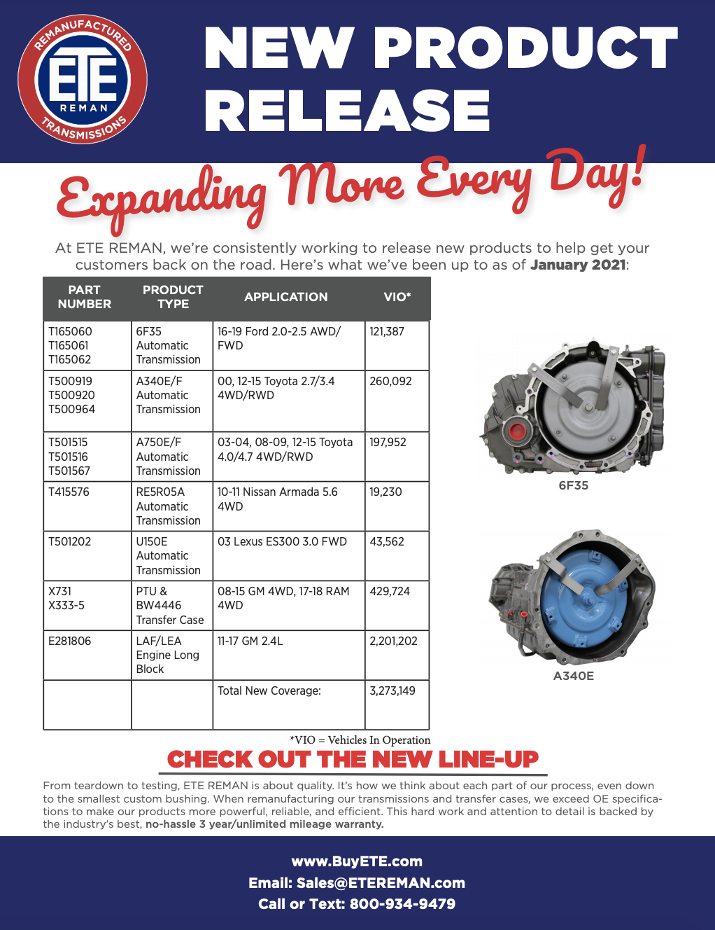 ETE New Product Release January 2021 ETE REMAN The world’s best remanufactured transmissions.